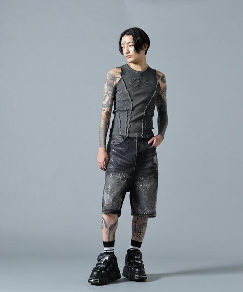 L.H.P(エルエイチピー)の「MAVYTH/メヴィス/VOLTAGE GLITTER DENIM SHORTS(デニムパンツ・メンズ・その他4/ブラック・L/M)」の6枚目の写真