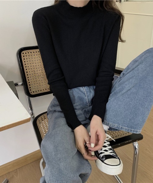 AMAJI(アマジ)の「ハイネック タイト長袖ニット(ニット/セーター・レディース・ダークグレー/グレー/ブラック/イエロー/ライトブルー/ライトグレー/ベージュ/ホワイト・FREE)」の14枚目の写真