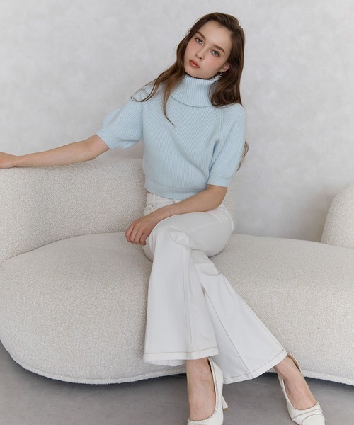ROYAL PARTY（ロイヤルパーティー）の「ピンタックフレアデニムパンツ（デニムパンツ・レディース・インディゴブルー/ブルー/オフホワイト・SMALL/MEDIUM）」の18枚目の写真