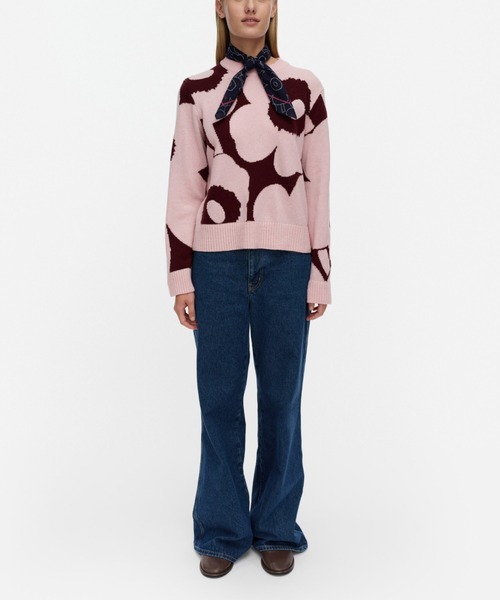 marimekko（マリメッコ）の「Aatto Unikko / Knitted sweater（ニット/セーター・レディース・ベビーピンク/ライトグレー・MEDIUM/SMALL/X-SMALL）」の2枚目の写真