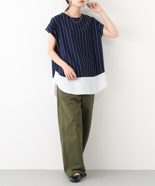 FUNALIVE（ファンアライブ）の「シフォン切替ラウンドヘムプルオーバー　半袖（Tシャツ/カットソー・レディース・ネイビー系/ブルー系その他3/ホワイト系その他/サックスブルー系・M/L）」の22枚目の写真