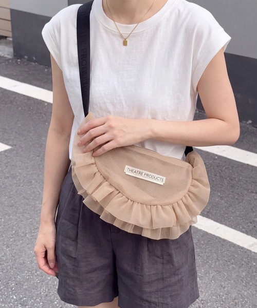 THEATRE PRODUCTS(シアタープロダクツ)の「【THEATRE PRODUCTS】メッシュフリルラウンドショルダーバッグ Lサイズ SPD(ショルダーバッグ・レディース・ブルー/ベージュ/ブラック/グレー/ネイビー・FREE)」の10枚目の写真
