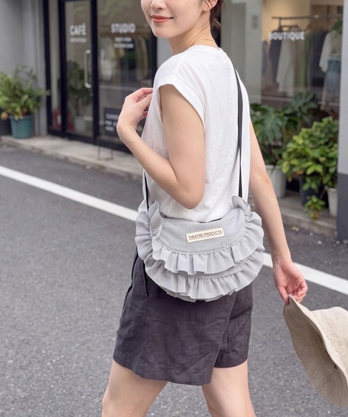 THEATRE PRODUCTS(シアタープロダクツ)の「【THEATRE PRODUCTS】メッシュフリルラウンドショルダーバッグ Lサイズ SPD(ショルダーバッグ・レディース・ブルー/ベージュ/ブラック/グレー/ネイビー・FREE)」の9枚目の写真