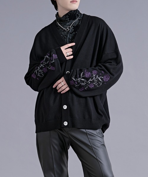 Ellno Loset（エルノロゼット）の「ローズ刺繍メタルボタンカーディガン（カーディガン/ボレロ・メンズ・ブルーグリーン/ブラック・LARGE/MEDIUM/SMALL）」の18枚目の写真