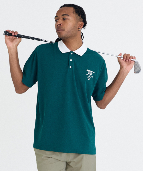 AIRIT(アイリット)の「スモールロゴ ピケTシャツ AM1238 GR(ポロシャツ・メンズ・グリーン・X-LARGE/XXXXX-LARGE/XXX-LARGE)」の3枚目の写真