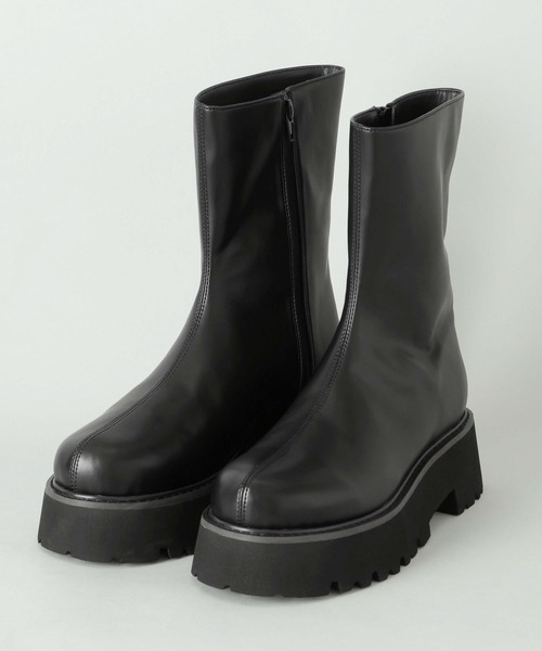 A part by(アパートバイ)の「トラックソールミドルブーツ(ブーツ・レディース・ブラウン/ブラック・LARGE/MEDIUM)」の3枚目の写真