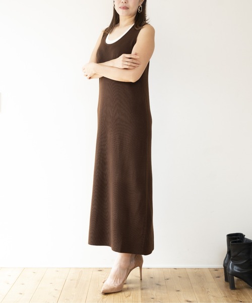 JOCOSA(ジョコサ)の「ウールニット ノースリーブロングワンピース(ワンピース・レディース・ブラック/チャコール/ブラウン・FREE)」の3枚目の写真