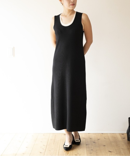 JOCOSA(ジョコサ)の「ウールニット ノースリーブロングワンピース(ワンピース・レディース・ブラック/チャコール/ブラウン・FREE)」の2枚目の写真