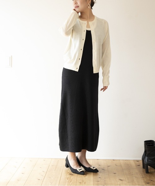 JOCOSA(ジョコサ)の「ウールニット ノースリーブロングワンピース(ワンピース・レディース・ブラック/チャコール/ブラウン・FREE)」の7枚目の写真