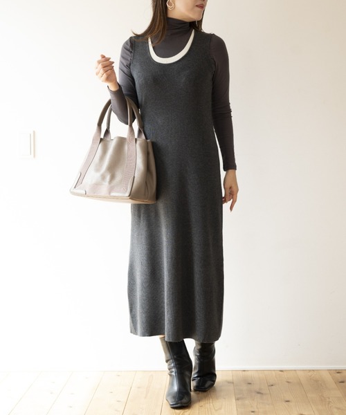 JOCOSA(ジョコサ)の「ウールニット ノースリーブロングワンピース(ワンピース・レディース・ブラック/チャコール/ブラウン・FREE)」の11枚目の写真