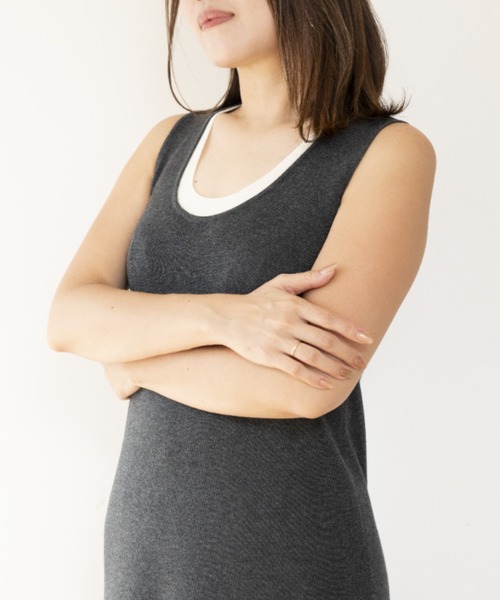JOCOSA(ジョコサ)の「ウールニット ノースリーブロングワンピース(ワンピース・レディース・ブラック/チャコール/ブラウン・FREE)」の15枚目の写真