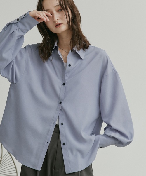 ad thie(アドティエ)の「ジョーゼット オーバーサイズ シャツ(シャツ/ブラウス・レディース・チャコール/ブラック/ライトブルー/オフホワイト・FREE)」の4枚目の写真