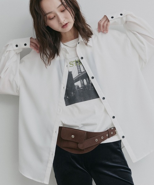 ad thie(アドティエ)の「ジョーゼット オーバーサイズ シャツ(シャツ/ブラウス・レディース・チャコール/ブラック/ライトブルー/オフホワイト・FREE)」の9枚目の写真