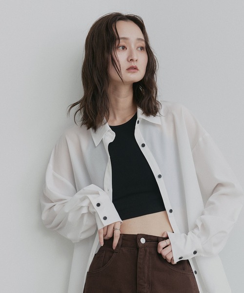 ad thie(アドティエ)の「ジョーゼット オーバーサイズ シャツ(シャツ/ブラウス・レディース・チャコール/ブラック/ライトブルー/オフホワイト・FREE)」の11枚目の写真