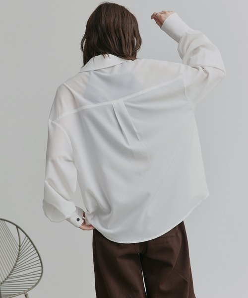 ad thie(アドティエ)の「ジョーゼット オーバーサイズ シャツ(シャツ/ブラウス・レディース・チャコール/ブラック/ライトブルー/オフホワイト・FREE)」の12枚目の写真