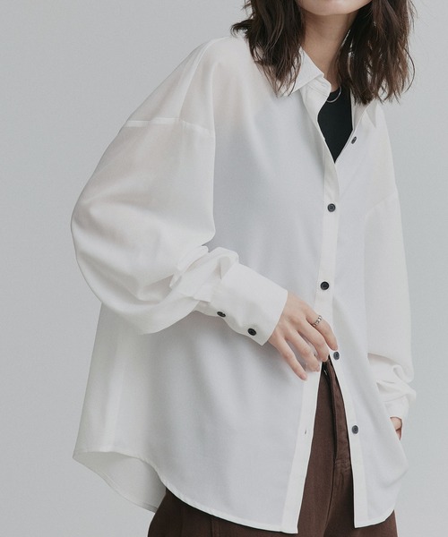 ad thie(アドティエ)の「ジョーゼット オーバーサイズ シャツ(シャツ/ブラウス・レディース・チャコール/ブラック/ライトブルー/オフホワイト・FREE)」の13枚目の写真