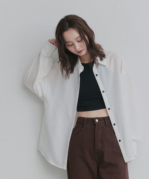 ad thie(アドティエ)の「ジョーゼット オーバーサイズ シャツ(シャツ/ブラウス・レディース・チャコール/ブラック/ライトブルー/オフホワイト・FREE)」の14枚目の写真