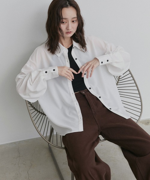ad thie(アドティエ)の「ジョーゼット オーバーサイズ シャツ(シャツ/ブラウス・レディース・チャコール/ブラック/ライトブルー/オフホワイト・FREE)」の15枚目の写真