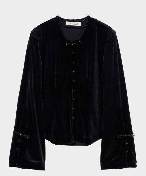 tanakadaisuke（タナカダイスケ）の「【tanakadaisuke/タナカダイスケ】china button velour cardigan/チャイナボタンベロアカーディガン（カーディガン/ボレロ・レディース・ブラック・FREE）」の4枚目の写真