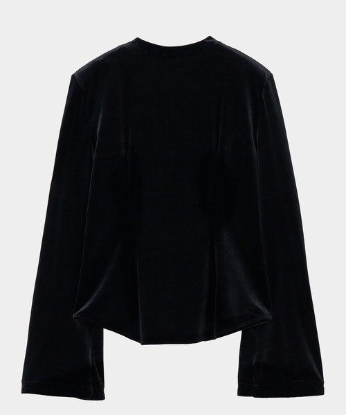 tanakadaisuke（タナカダイスケ）の「【tanakadaisuke/タナカダイスケ】china button velour cardigan/チャイナボタンベロアカーディガン（カーディガン/ボレロ・レディース・ブラック・FREE）」の3枚目の写真