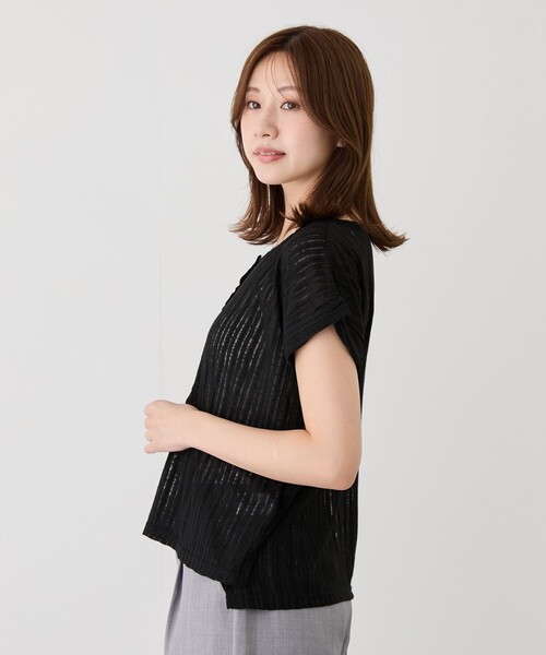 Jayro（ジャイロ）の「シアードットボタンヘンリーネックプルオーバー（Tシャツ/カットソー・レディース・チャコールグレー/ホワイト系その他/ブラウン系その他2/ブラック・M）」の19枚目の写真