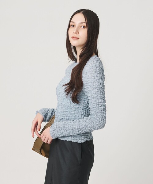 BEAUTY&YOUTH UNITED ARROWS(ビューティーアンドユースユナイテッドアローズ)の「【WEB限定】シュリンクレース ロングスリーブプルオーバー(Tシャツ/カットソー・レディース・オフホワイト/ライトブルー/ブラック・FREE)」の1枚目の写真