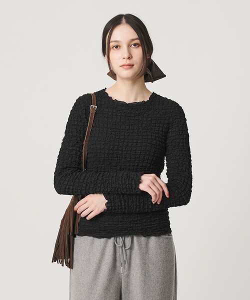 BEAUTY&YOUTH UNITED ARROWS(ビューティーアンドユースユナイテッドアローズ)の「【WEB限定】シュリンクレース ロングスリーブプルオーバー(Tシャツ/カットソー・レディース・オフホワイト/ライトブルー/ブラック・FREE)」の3枚目の写真