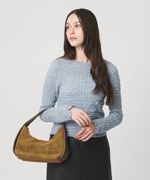BEAUTY&YOUTH UNITED ARROWS(ビューティーアンドユースユナイテッドアローズ)の「【WEB限定】シュリンクレース ロングスリーブプルオーバー(Tシャツ/カットソー・レディース・オフホワイト/ライトブルー/ブラック・FREE)」の5枚目の写真