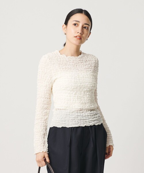 BEAUTY&YOUTH UNITED ARROWS(ビューティーアンドユースユナイテッドアローズ)の「【WEB限定】シュリンクレース ロングスリーブプルオーバー(Tシャツ/カットソー・レディース・オフホワイト/ライトブルー/ブラック・FREE)」の8枚目の写真