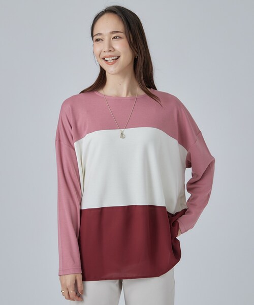 SHOO・LA・RUE(シューラルー)の「【S-LL/洗濯機可】三段切り替え 長袖トップス(Tシャツ/カットソー・レディース・グレー/ボルドー/ブラック・04/03/02/01)」の16枚目の写真