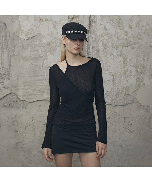 VOONT(ブント)の「Wrap Halter Long Sleeve (BLACK)(Tシャツ/カットソー・レディース・ブラック・OS)」の1枚目の写真