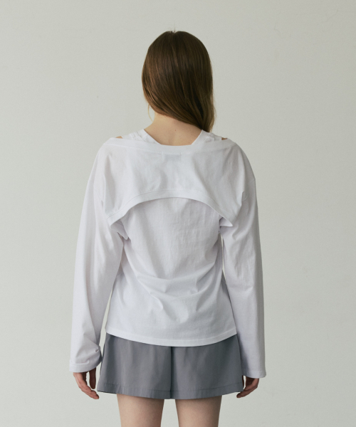 LYNTE(リンテ)の「ボレロ レイヤード ルームウェアセット ホワイト(Tシャツ/カットソー・レディース・ホワイト/グレー/ブラック・FREE)」の4枚目の写真