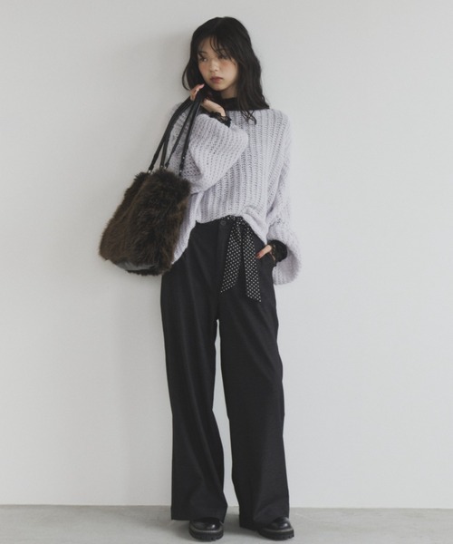 ELNEsoi(エルネソワ)の「レースハイネックトップス(Tシャツ/カットソー・レディース・アイボリー/ブラック・FREE)」の15枚目の写真
