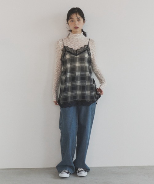 ELNEsoi(エルネソワ)の「レースハイネックトップス(Tシャツ/カットソー・レディース・アイボリー/ブラック・FREE)」の7枚目の写真