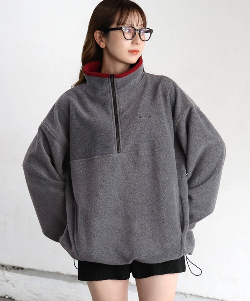 tiptop(ティップトップ)の「フリースハイネック配色プルオーバー(その他トップス・レディース・チャコールグレー/グレー/ブルー・FREE)」の4枚目の写真