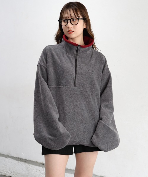 tiptop(ティップトップ)の「フリースハイネック配色プルオーバー(その他トップス・レディース・チャコールグレー/グレー/ブルー・FREE)」の5枚目の写真