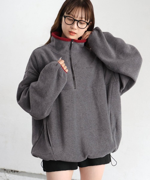 tiptop(ティップトップ)の「フリースハイネック配色プルオーバー(その他トップス・レディース・チャコールグレー/グレー/ブルー・FREE)」の6枚目の写真