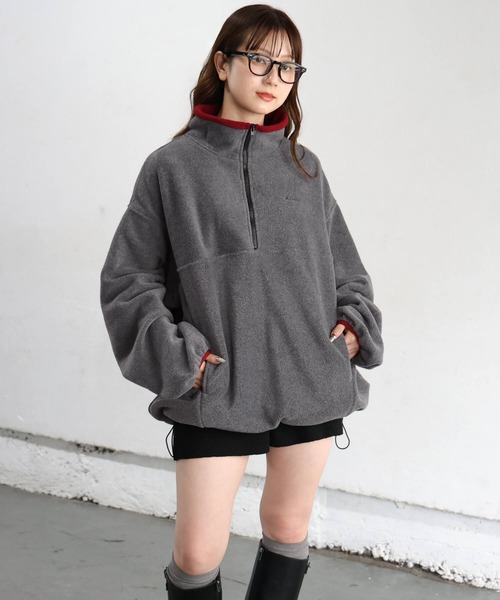 tiptop(ティップトップ)の「フリースハイネック配色プルオーバー(その他トップス・レディース・チャコールグレー/グレー/ブルー・FREE)」の8枚目の写真