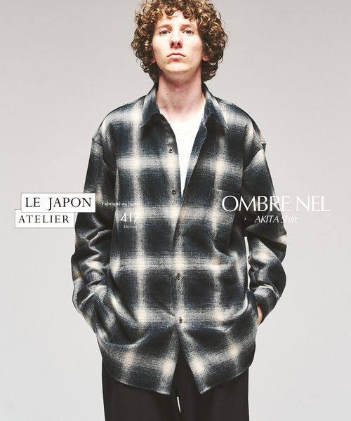 417 EDIFICE(フォーワンセブンエディフィス)の「LE JAPON オンブレ ネルシャツ(シャツ/ブラウス・メンズ・ブラック/ブラウン・MEDIUM/LARGE/SMALL)」の1枚目の写真