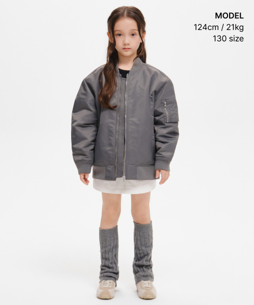 MUSINSA STANDARD KIDS（ムシンサスタンダードキッズ）の「MA-1 ボンバージャケット [ミディアムグレー]（ブルゾン・レディース・その他・120/130/140/150/160）」の2枚目の写真