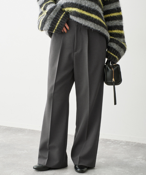 Spick & Span(スピックアンドスパン)の「《追加》ダブルクロス1タックパンツ(スラックス・レディース・チャコールグレー/ブラック・38/36/34/40)」の2枚目の写真