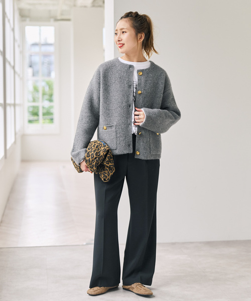 Spick & Span(スピックアンドスパン)の「《追加》ダブルクロス1タックパンツ(スラックス・レディース・チャコールグレー/ブラック・38/36/34/40)」の3枚目の写真