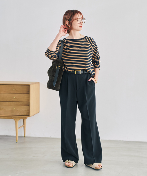 Spick & Span(スピックアンドスパン)の「《追加》ダブルクロス1タックパンツ(スラックス・レディース・チャコールグレー/ブラック・38/36/34/40)」の4枚目の写真