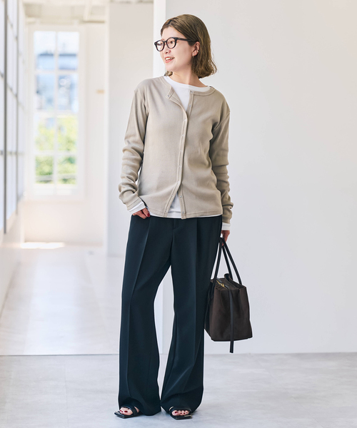 Spick & Span(スピックアンドスパン)の「《追加》ダブルクロス1タックパンツ(スラックス・レディース・チャコールグレー/ブラック・38/36/34/40)」の5枚目の写真