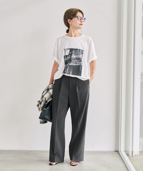 Spick & Span(スピックアンドスパン)の「《追加》ダブルクロス1タックパンツ(スラックス・レディース・チャコールグレー/ブラック・38/36/34/40)」の7枚目の写真