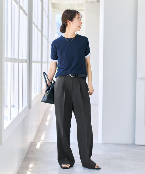 Spick & Span(スピックアンドスパン)の「《追加》ダブルクロス1タックパンツ(スラックス・レディース・チャコールグレー/ブラック・38/36/34/40)」の8枚目の写真