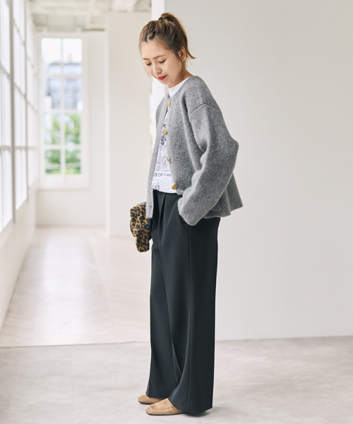 Spick & Span(スピックアンドスパン)の「《追加》ダブルクロス1タックパンツ(スラックス・レディース・チャコールグレー/ブラック・38/36/34/40)」の12枚目の写真