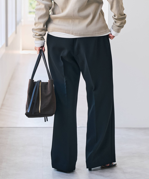Spick & Span(スピックアンドスパン)の「《追加》ダブルクロス1タックパンツ(スラックス・レディース・チャコールグレー/ブラック・38/36/34/40)」の19枚目の写真