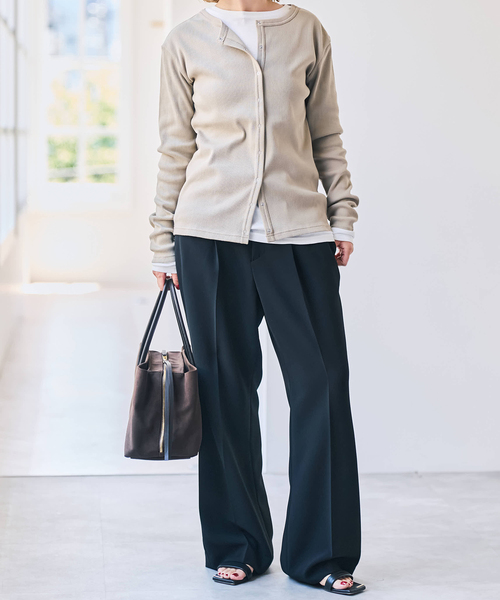 Spick & Span(スピックアンドスパン)の「《追加》ダブルクロス1タックパンツ(スラックス・レディース・チャコールグレー/ブラック・38/36/34/40)」の20枚目の写真