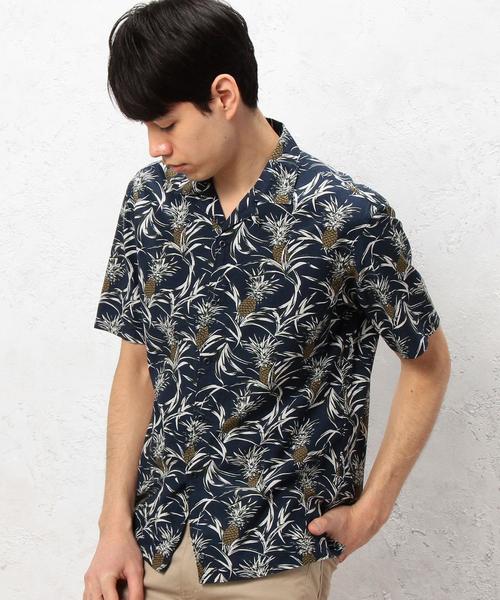 green label relaxing（グリーンレーベルリラクシング）の「SC PINEAPPLE/P ONE-UP/C シャツ◆（シャツ/ブラウス・メンズ・ネイビー/オリーブ・SMALL/MEDIUM/LARGE）」の2枚目の写真